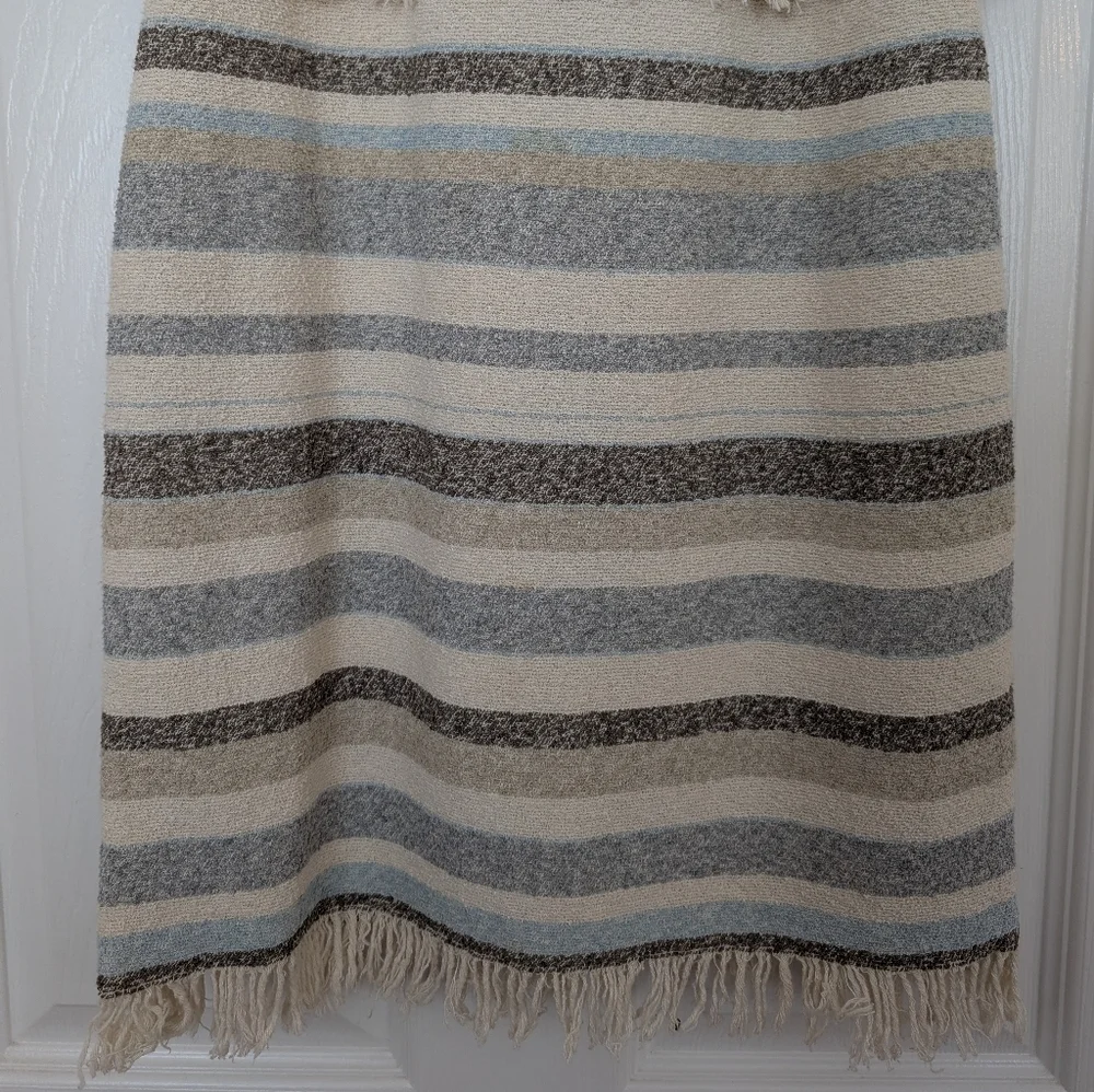 TORY BURCH Sleeveless Striped Fringe Halter Dress